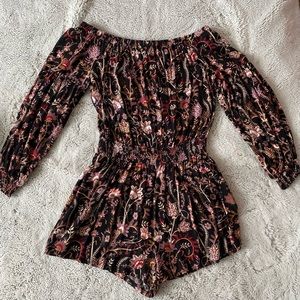 Free People Long Sleeve Floral Romper Size Medium